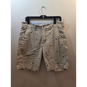 Colours Alexander Julian Mens 32 Khaki Palm Tree Embroidered Chino Shorts Tan